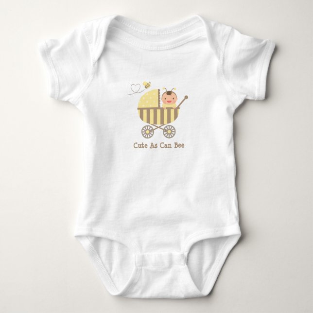 Body Para Bebê Bebê Abelha Bumble Fofo em Carrinho de Bebê Trocad (Frente)