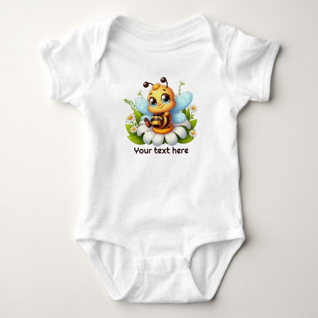 Body Para Bebê Bebê abelha fofa adicionar texto  (Frente)