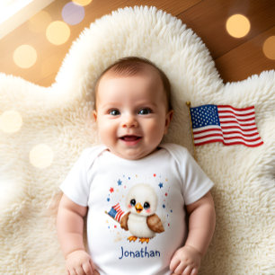 Body Para Bebê Bebê Águia Patriota Fofo Personalizado