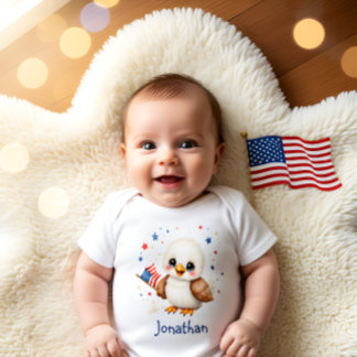 Body Para Bebê Bebê Águia Patriota Fofo Personalizado