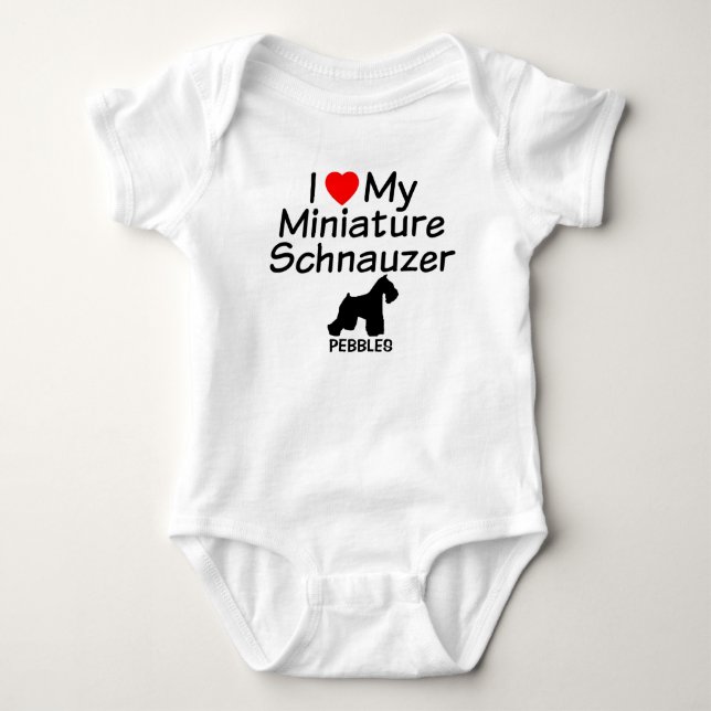 Body Para Bebê Bebê ama Miniatura Cão Schnauzer (Frente)