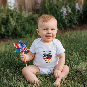Body Para Bebê Bebê Americano Chupeta Bandeira Patriótica