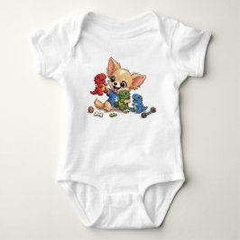 Body Para Bebê Bebê Amigo de Cachorrinho Adorável & Dino