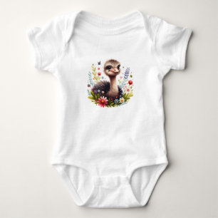 Body Para Bebê Bebê Avestruz Fofo com Flores