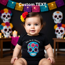 Body Para Bebê 🌹Bebê Azul Açúcar Caveira 🌹texto personalizado