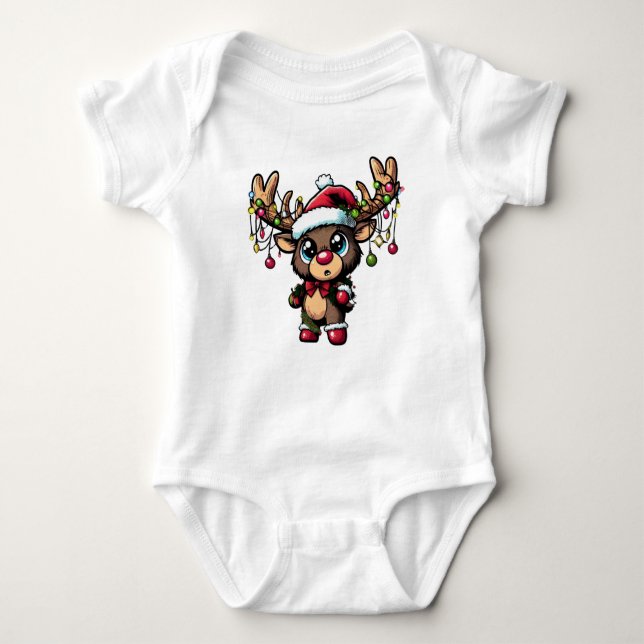 Body Para Bebê Bebê-Bebê-Bebê-Roupa de Natal (Frente)