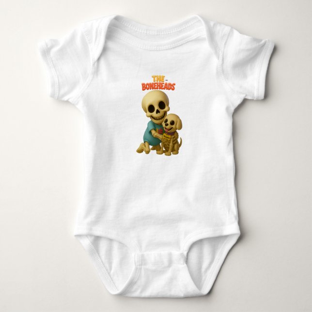 Body Para Bebê Bebê Bonehead & Esqueleto do Waggles (Frente)