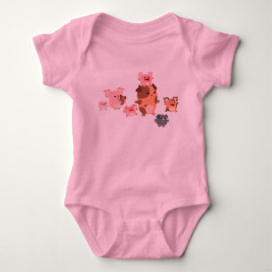 Body Para Bebê Bebê bonito da família do porco dos desenhos