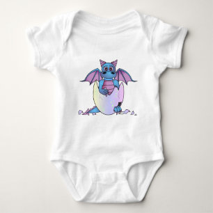 Body Para Bebê Bebê bonito do dragão em ovo rachado - azul/roxo