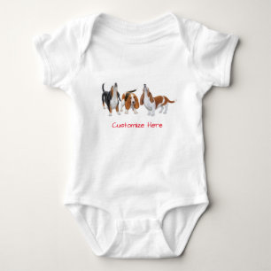 Body Para Bebê Bebê bonito dos cães de Basset Hound uma parte