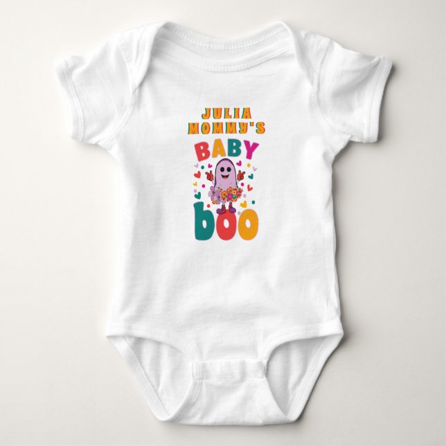 Body Para Bebê Bebê Boo Outubro Recém-Nascido Fantasma Pastel Dia (Frente)