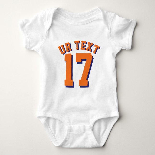 Body Para Bebê Bebê branco e laranja | Design de Sports Jersey (Frente)