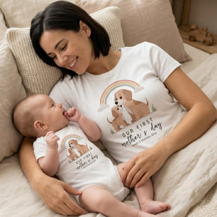 Body Para Bebê Bebê Cachorrinho Primeiro Dia das Mães Pastel Suav
