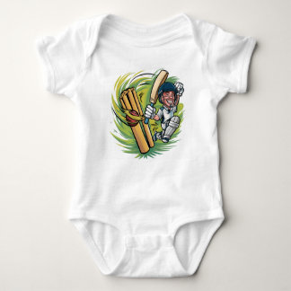 Body Para Bebê Bebê Casaco Cricketer com taco, bola e wicketer