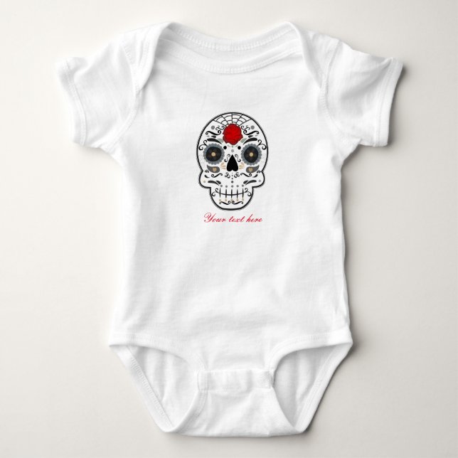 Body Para Bebê Bebê Caveira de Açúcar Personalizado Uma peça (Frente)