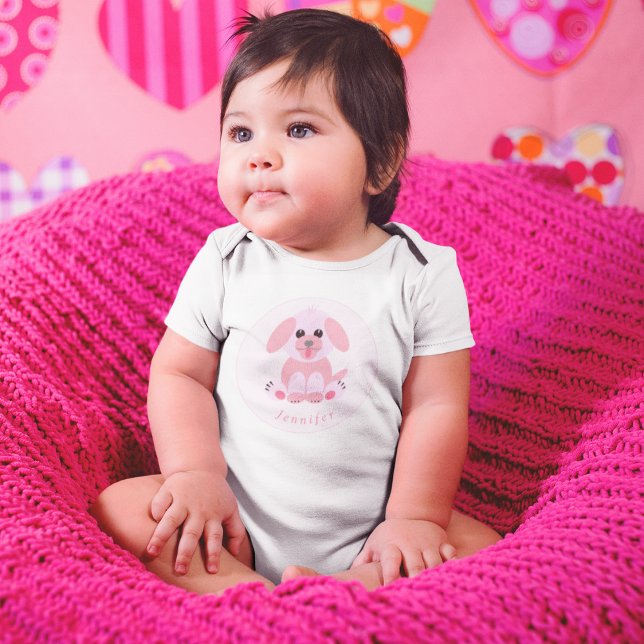 Body Para Bebê Bebê Chá Puppy Rosa Personalizado (Criador carregado)