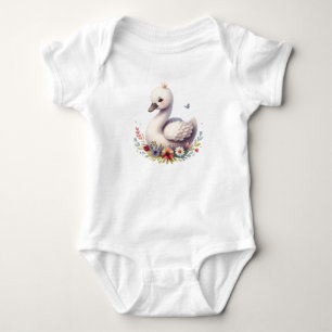 Body Para Bebê Bebê Cisne Kawaii Fofo com Flores Pássaro Adoráv