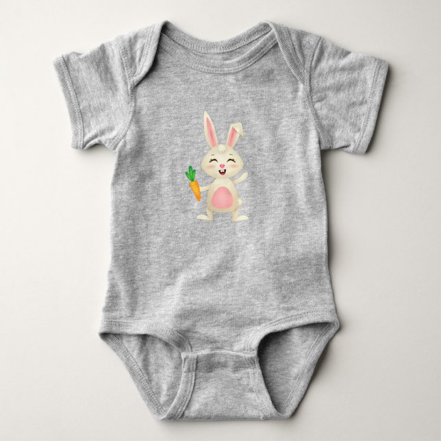 Body Para Bebê Bebê Coelhinho Fofinho Cenoura (Frente)