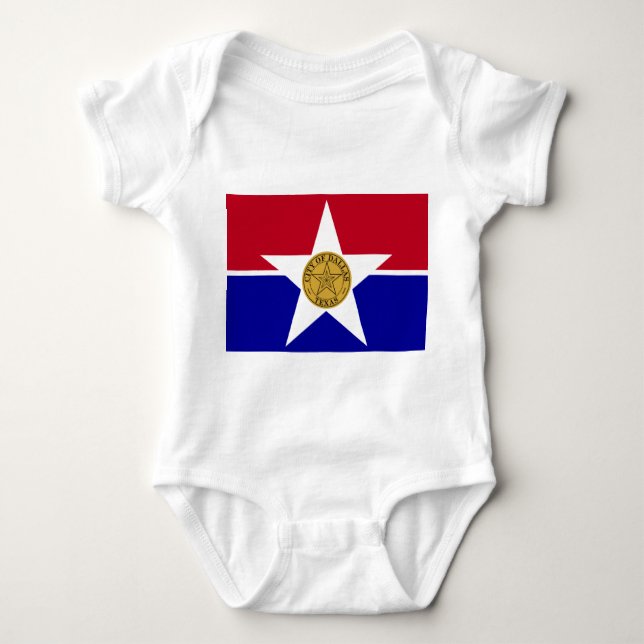 Body Para Bebê Bebê com bandeira de Dallas, EUA (Frente)
