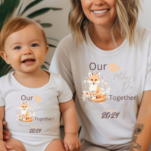 Body Para Bebê Bebê Combinando Raposa Nosso Primeiro Dia das Mães