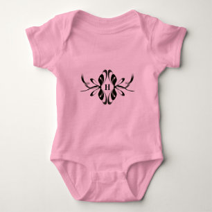 Body Para Bebê Bebê cor-de-rosa com monograma de Arco preto elega