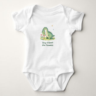 Body Para Bebê Bebê Corpo Dinossauro Fofo Para e Cheira as Flores