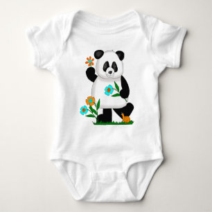 Body Para Bebê Bebê Crianças Panda Com Flores 2