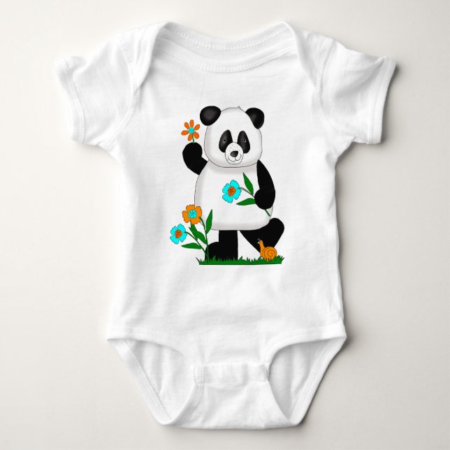 Body Para Bebê Bebê Crianças Panda Com Flores 2 (Frente)