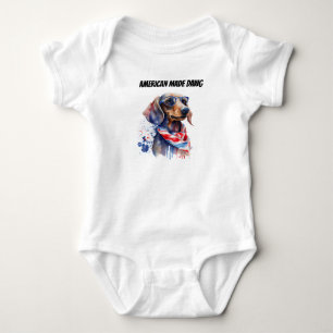 Body Para Bebê Bebê Dachshund de 4 de Julho