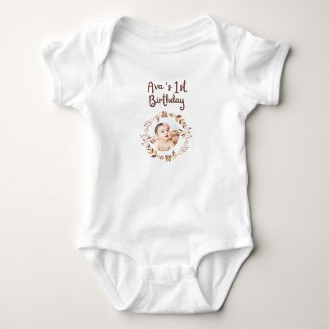 Body Para Bebê Bebê de 1º Aniversário Personalizado  (Frente)