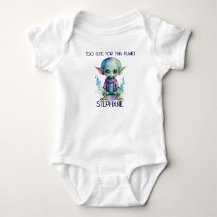 Body Para Bebê Bebê De Alienígena De Aquarela Muito Bonito Para E