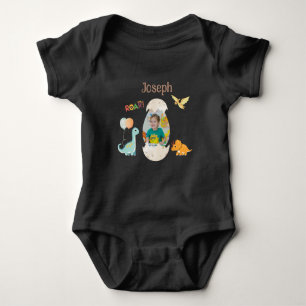Body Para Bebê Bebê de Aniversário do Dinossauro - Nome Personali