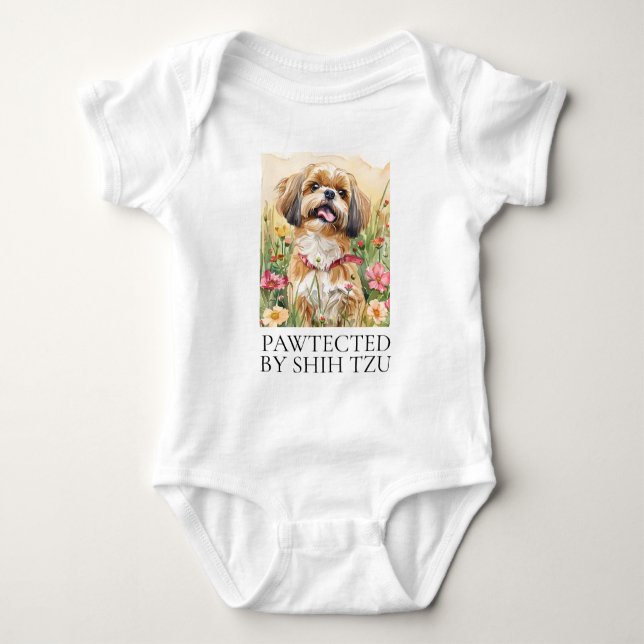 Body Para Bebê Bebê de biquíni - Protegido por Shih Tzu (Frente)