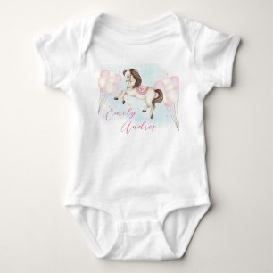 Body Para Bebê Bebê de conto de fadas Pônei balões cor-de-rosa An