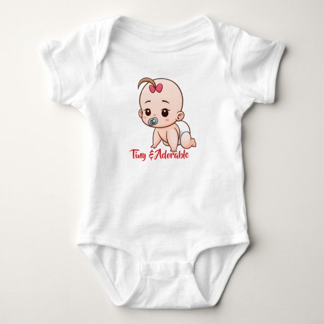 Body Para Bebê Bebê de Desenho Animado Fofo & Pequeno (Frente)