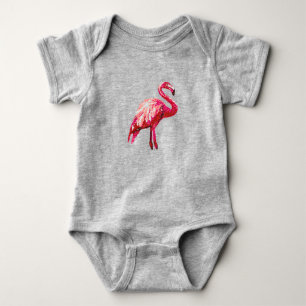Body Para Bebê Bebê de Flamingo Tropical com Estampa de Lantejoul