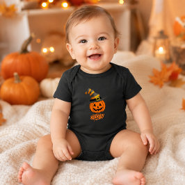 Body Para Bebê Bebê de Halloween com Chapéu de Bruxa Abobrinha Fo