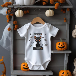 Body Para Bebê Bebê de Halloween - Fato de Criança - Gato Preto C