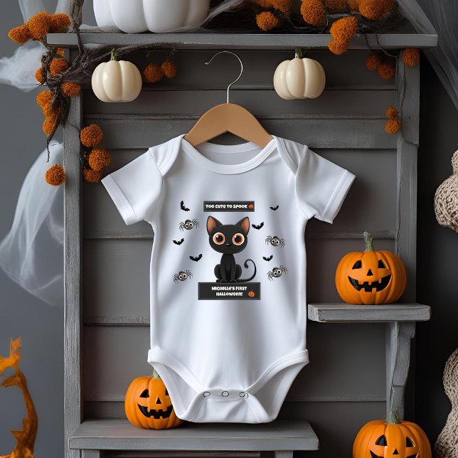Body Para Bebê Bebê de Halloween - Fato de Criança - Gato Preto C (Criador carregado)
