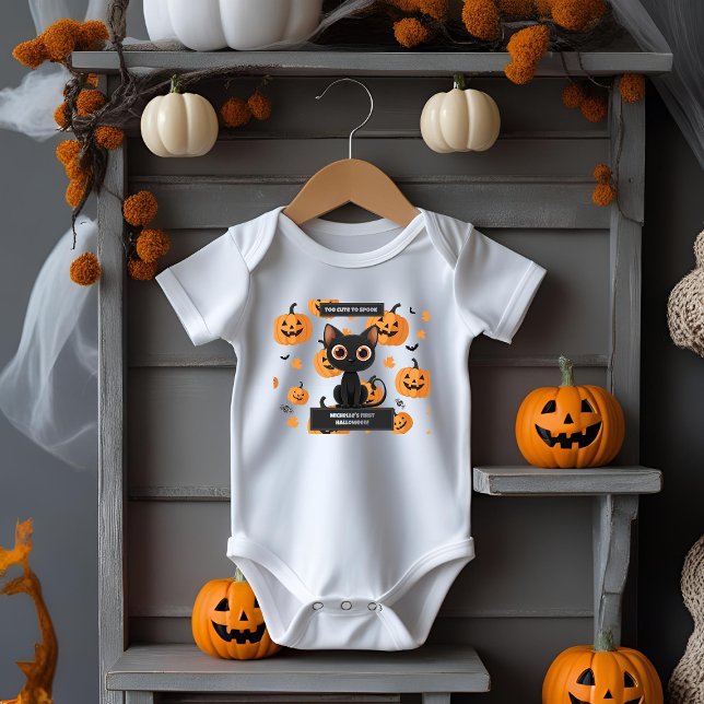Body Para Bebê Bebê de Halloween - Fato de Criança - Gato Preto C (Criador carregado)
