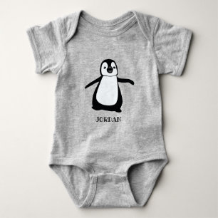 Body Para Bebê Bebê de ilustração fofinha de pinguim cinza person