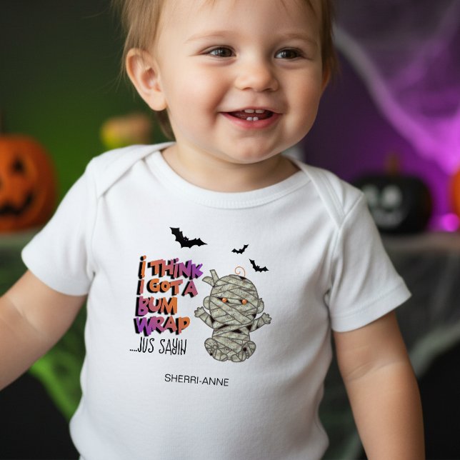 Body Para Bebê Bebê de Laranja de Halloween embrulhado em Múmia I (Criador carregado)