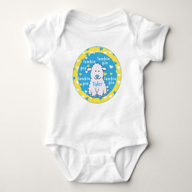 Body Para Bebê Bebê de macarrão Lambie Pie Blue/Yellow (Frente)