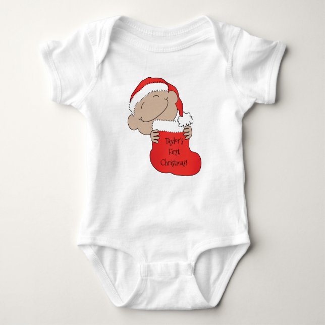Body Para Bebê Bebê de Natal de Cor (Frente)