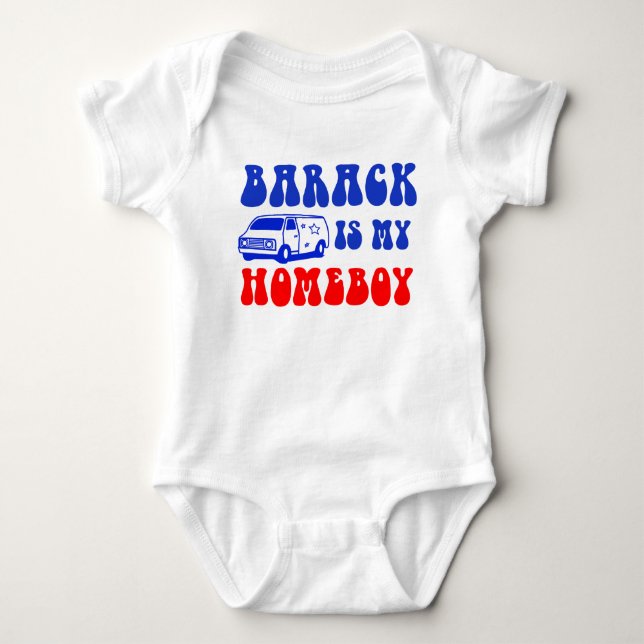 Body Para Bebê Bebê de Obama - Barack é meu ficar em casa (Frente)