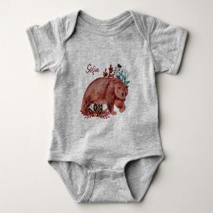 Body Para Bebê Bebê de pôster de chuveiro vermelho e azul com ani