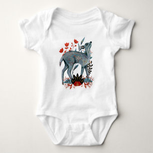 Body Para Bebê Bebê de pôster de chuveiro vermelho e azul com ani