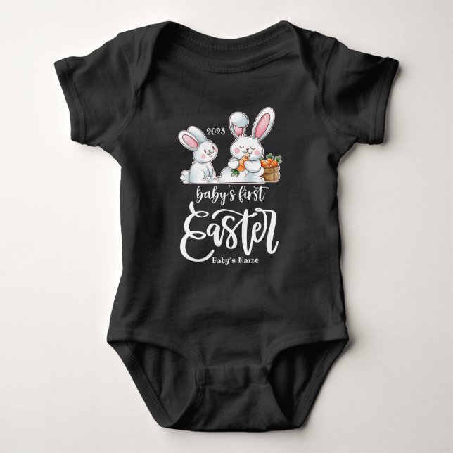 Body Para Bebê Bebê de primeira Páscoa personalizada (Frente)