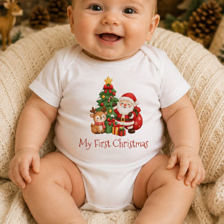 Body Para Bebê Bebê de Primeiro Natal Legal e Moderno