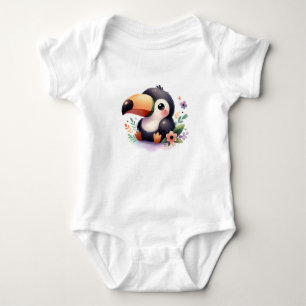 Body Para Bebê Bebê de Tucano Fofo com Flores